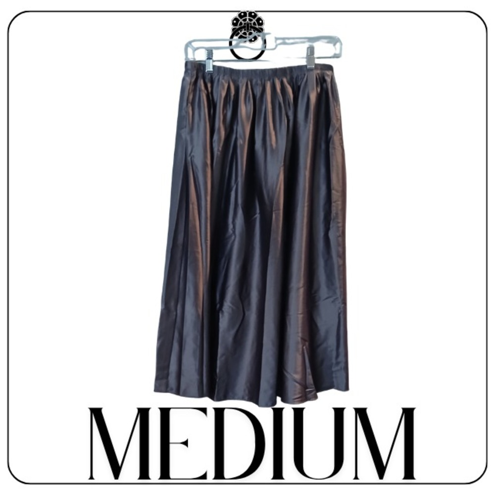 Everleigh Skirt Women Medium Dk Gray Satin Long Midi Pull On Flowy Stretch Waist